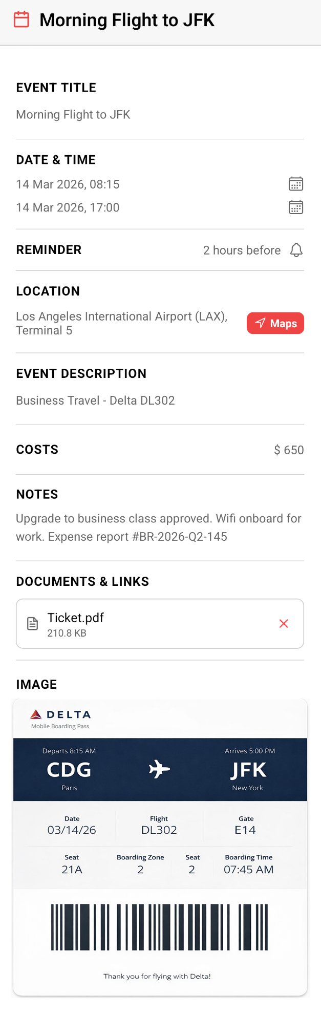 Flight Event Details