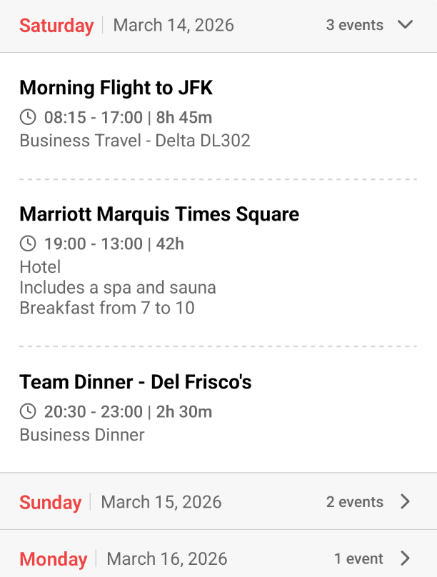 Events Management Interface