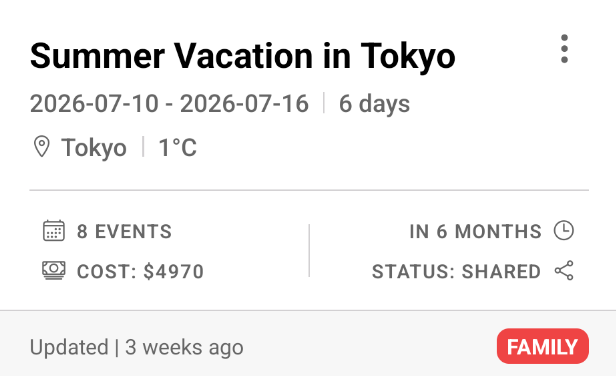 Trip Planning Interface Alternative